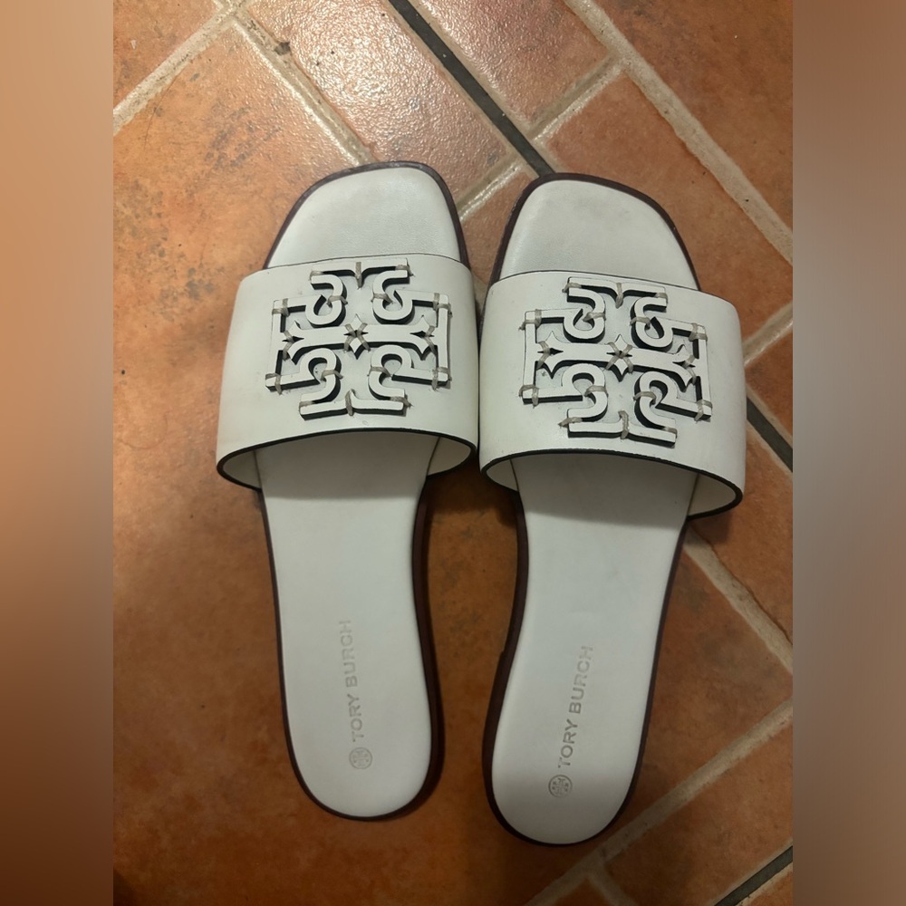 Tory Burch Cream Slide Sandals